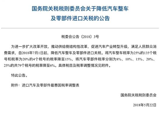 软硬结合板之进口汽车关税12年后再下调车企纷纷下调价格